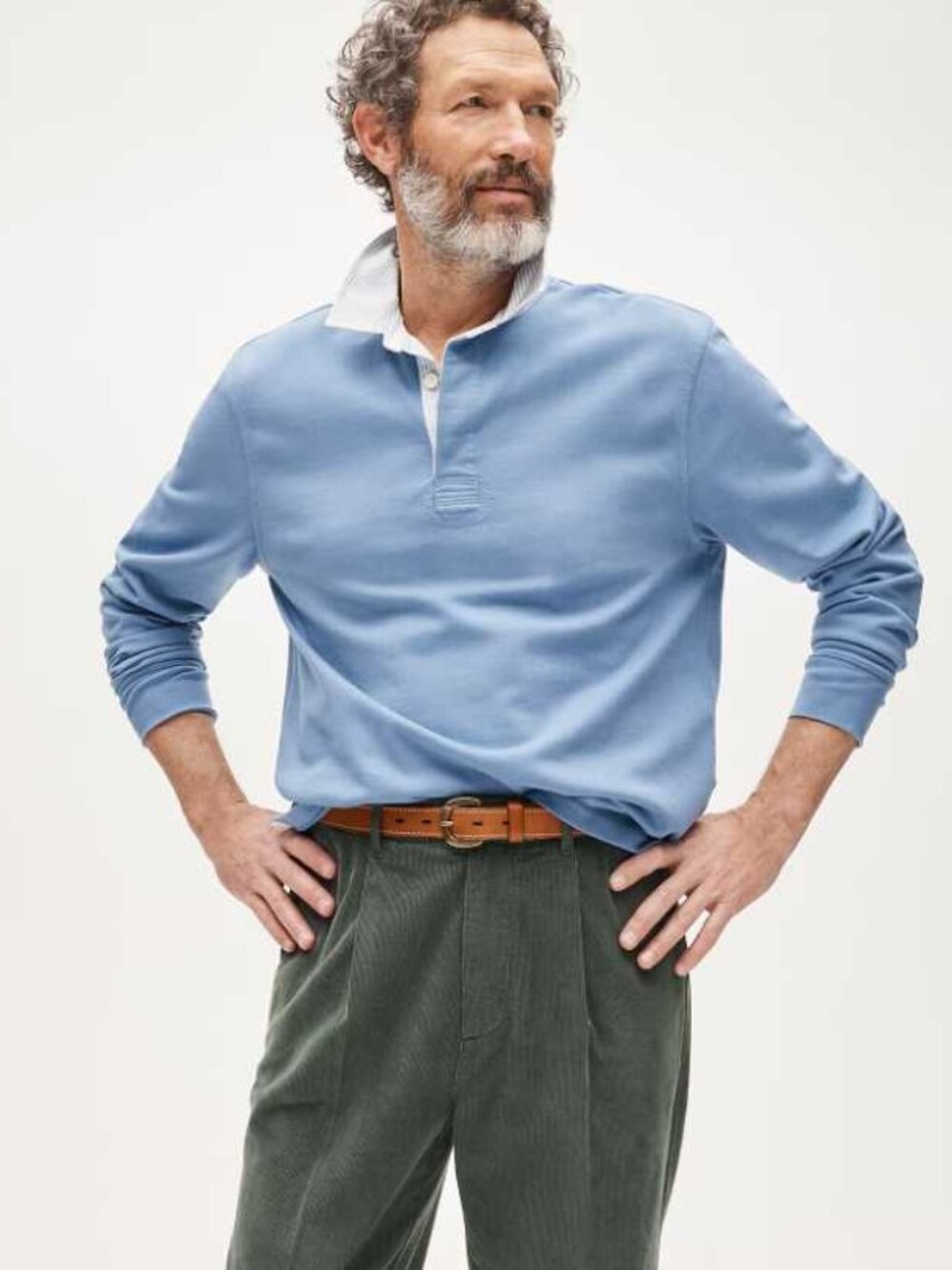 New XL Tall J.Crew rugby shirt with striped oxford collar blue longsleve polo